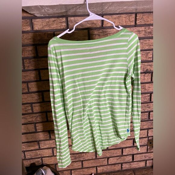 Green white striped polo blouse - Picture 4 of 7